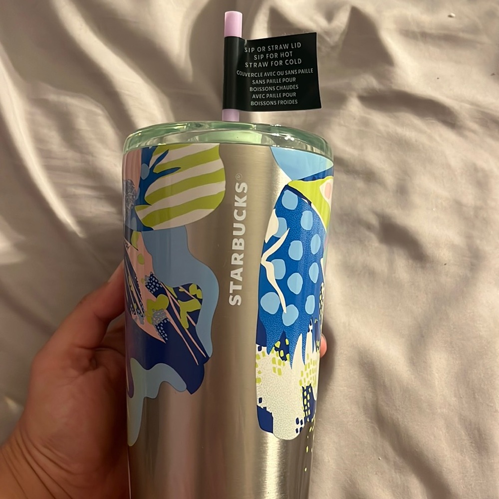 New Starbucks Stainless Steel New Lid Canna Lily Butterfly Hot & Cold Cup, 24oz